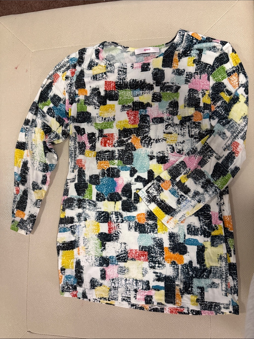 Leggiadro Multicolor Abstract Brushstroke Long Sleeve Tee